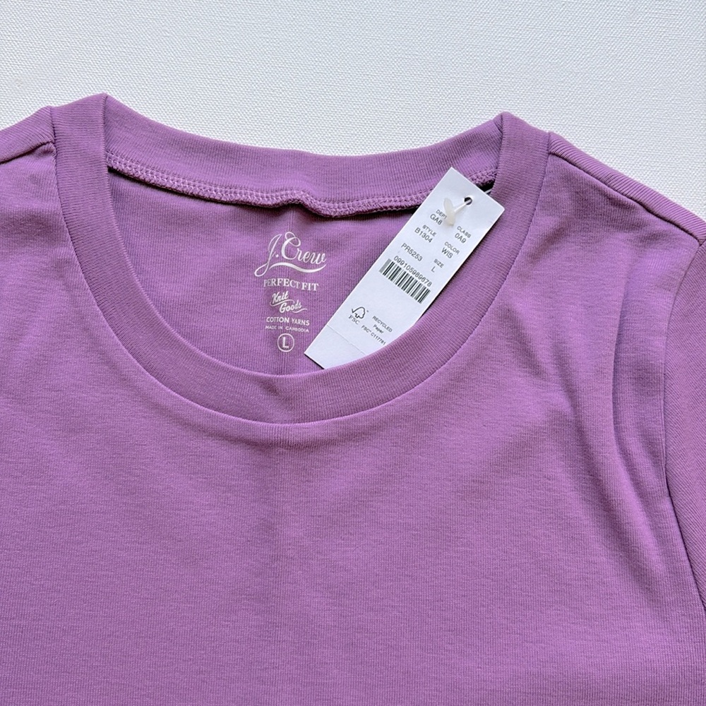 J.Crew Slim Perfect Fit Long Sleeve T-Shirt- NWT- Wisteria- Size LARGE - Picture 3 of 3